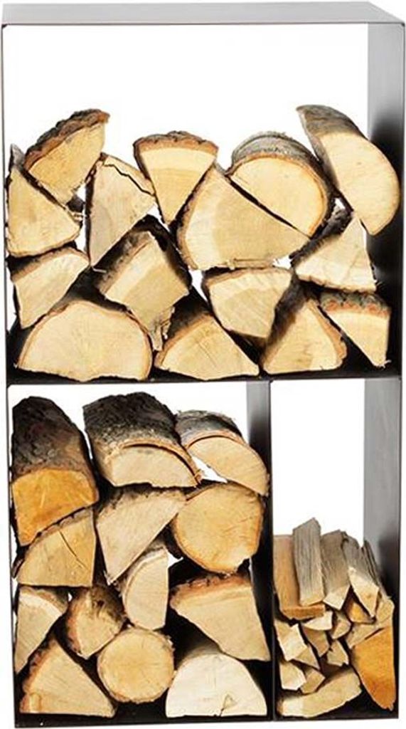 Rack à bûches CASO en acier noir avec rangement 45x30x80 cm Image du produit 