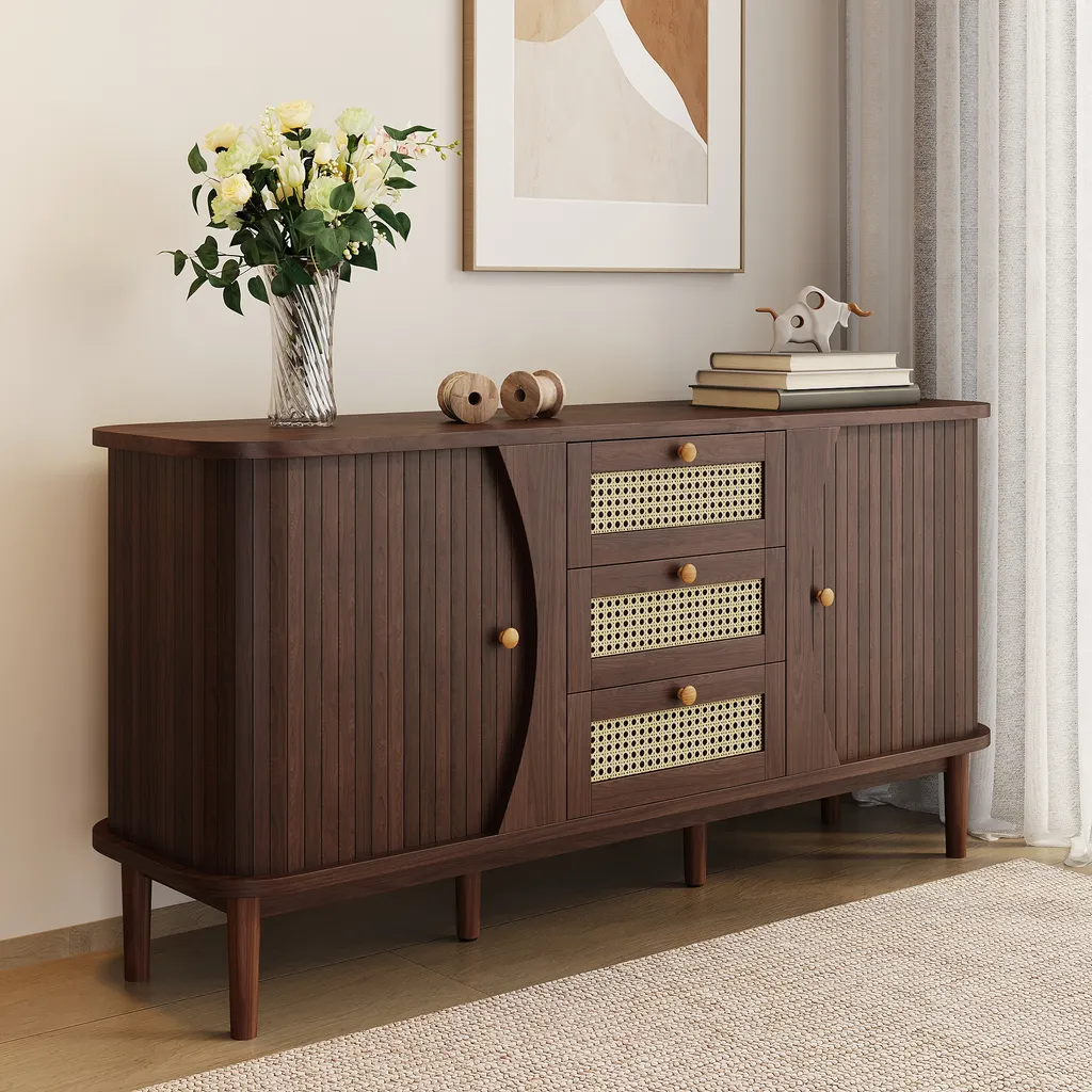 Buffet de Rangement Salon 140cm - Meuble Bas pour Vaisselle et Objets