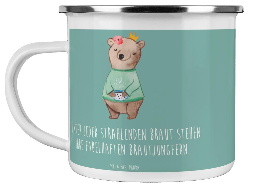 Mr. & Mrs. Panda Teebecher Fabelhafte Brautjungfern - Meeresbrise - Geschenk, Emaille Tasse, Braut, Unterstützung, Teetasse, Pott, personalisiert,...