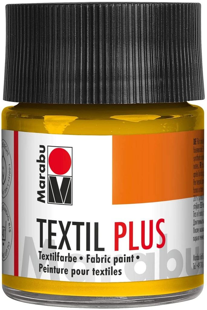 A bottle of Marabu Textil Plus fabric paint.