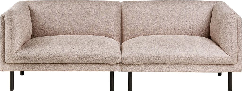 BELIANI Sofa Hellbraun Stoff 3-Sitzer Gepolstert mit Schwarzen Metallbeinen Modernes Design Couch Wohnzimmermöbel