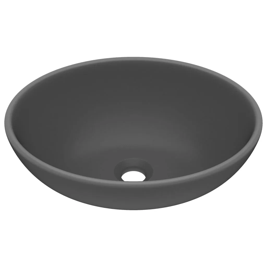 Lavabo Ovale Grigio Scuro Opaco 40x33 cm vidaXL | Ceramica di Lusso