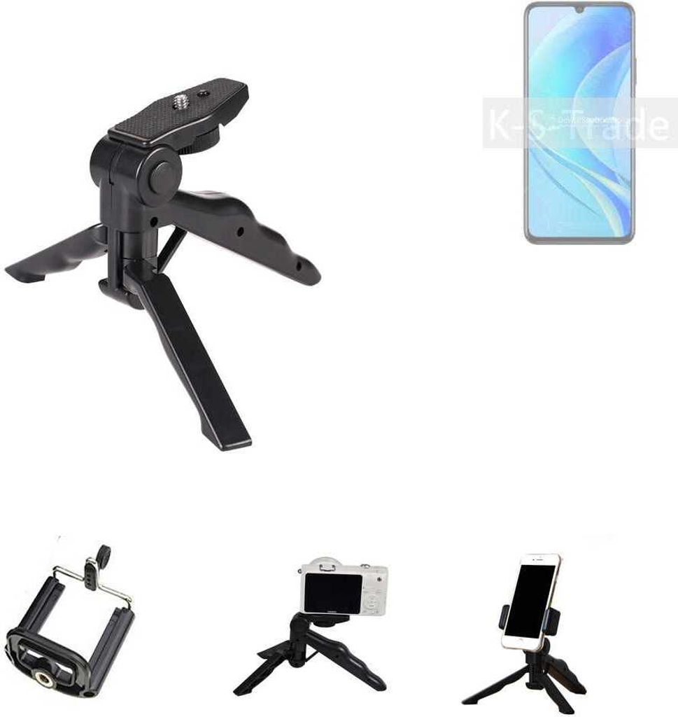 K-S-Trade Stativ Tisch-Ständer Dreibein Handy-Stativ Ständer kompatibel mit Huawei nova Y70 Plus Mini-Stativ Smartphone Tripod Handy-Stativ aus