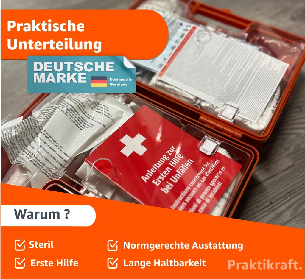 Offerta Kit Pronto Soccorso Parete DIN 13157 Arancio + 5 Adesivi - 6