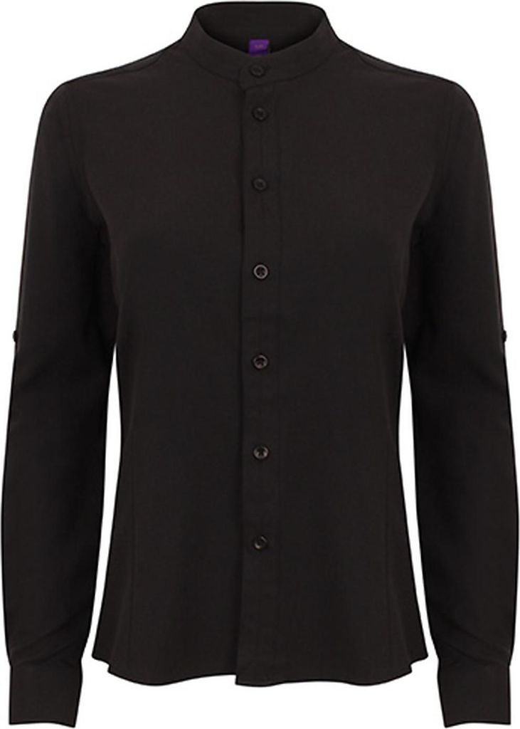 Henbury Ladies ́ Mandarin Shirt Roll Tab Sleeve