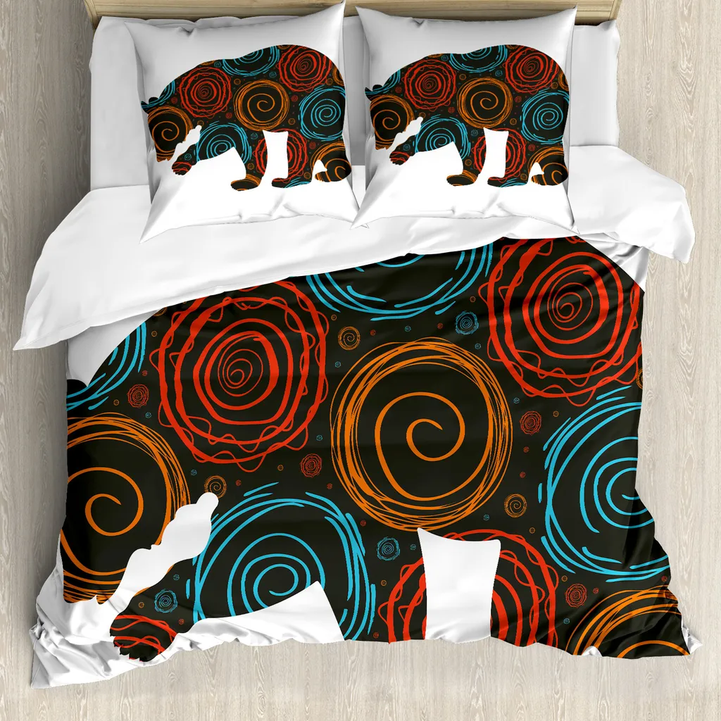 ABAKUHAUS Copripiumino Orsi e Cerchi 155x220: Comfort Antiacaro