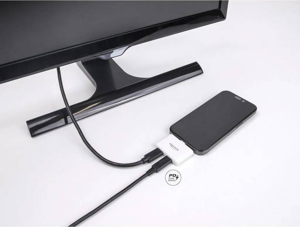 Adaptateur DELOCK USB-C vers USB-C Transfert 10 Gbps et Vidéo 4K 60Hz - 3
