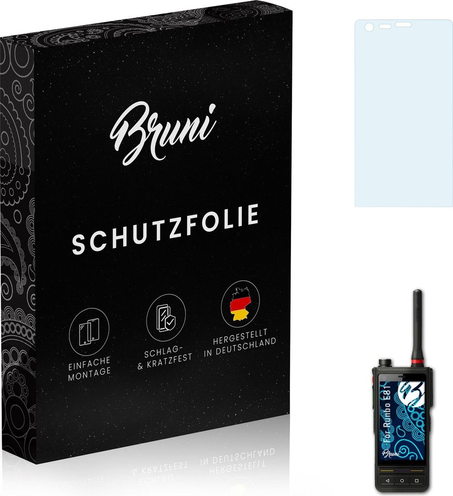 Bruni Basics-Clear 2x Schutzfolie kompatibel mit Runbo E81 Folie