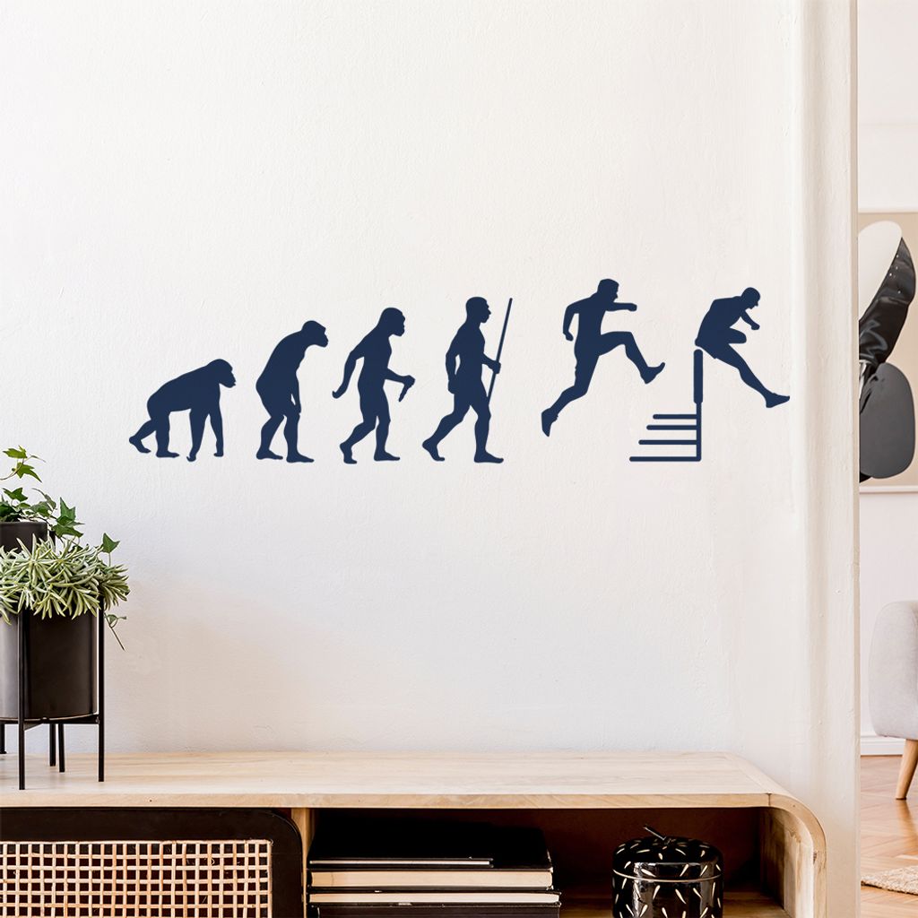 Hürdenlauf Evolution Wandtattoo Wandaufkleber Wall Sticker - Dekoration, Küche, Wohnzimmer, Schlafzimmer, Badezimmer