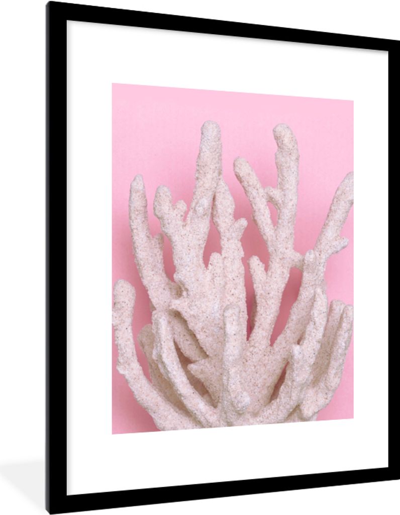MuchoWow Gerahmtes Poster Koralle - Rosa - Sommer 60x80 cm - Poster mit Schwarzem Bilderrahmen Wandposter Rahmen Foto Bilder - Wohnzimmer - Dekor...