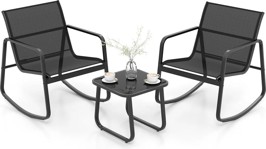 Set Balcone Costway Relax: 3 Pezzi con Dondolo per Coppie