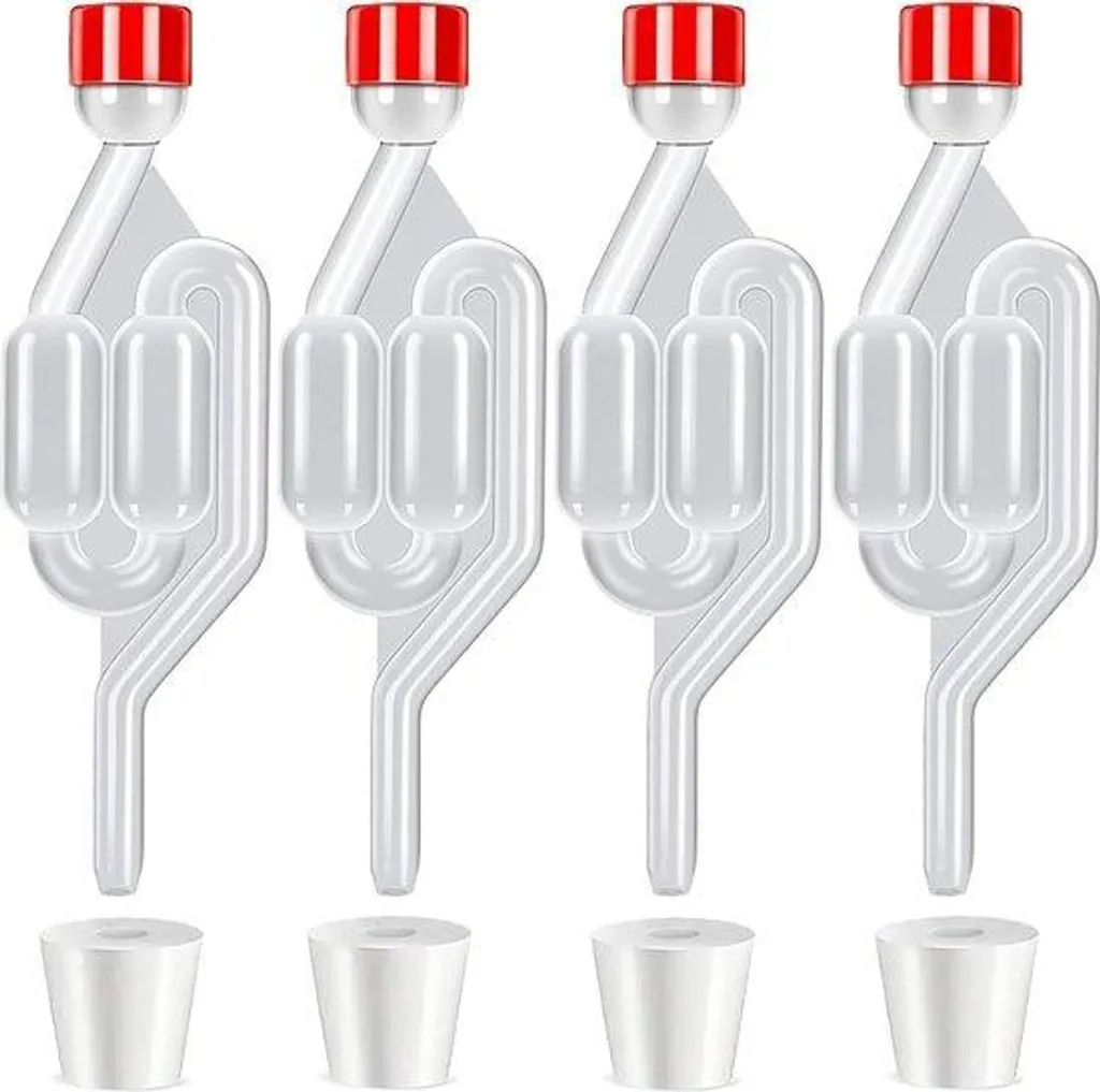 Kit 4 barboteurs transparents avec joint étanche pour fermentation vin