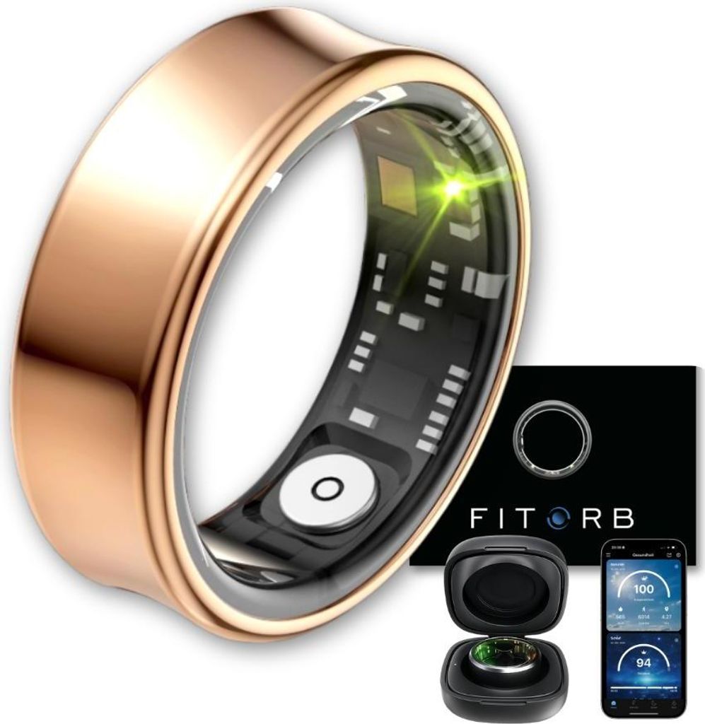 Fitorb Smart Ring Pro - Neptun Roségold Gr. 8. Fitness- & Gesundheitsring, Schlaf- & Aktivitätstracking. Temperatur, Stress, Schritte