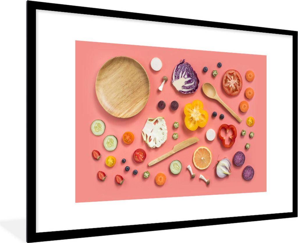 MuchoWow Gerahmtes Poster Lebensmittel - Küche - Gemüse 90x60 cm - Poster mit Schwarzem Bilderrahmen Wandposter Rahmen Foto Bilder - Wanddekora...