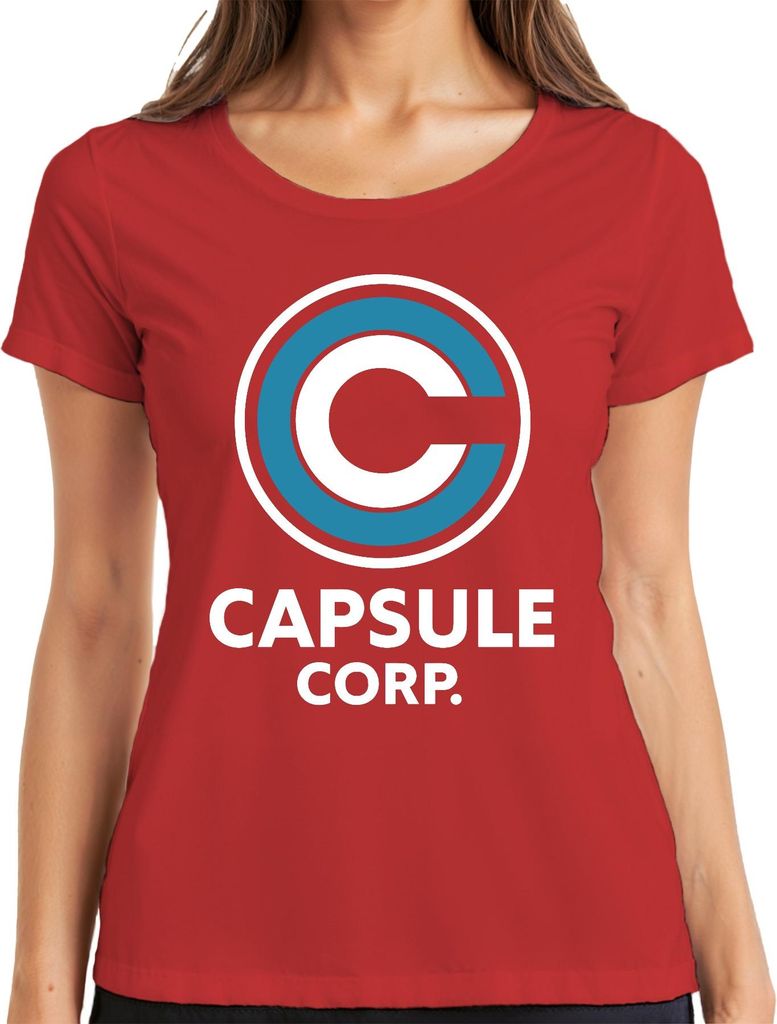 CAPSULE CORP. Logo Anime Fan Geschenk Retro Manga Otaku Damen T-Shirt, Rot, 3XL