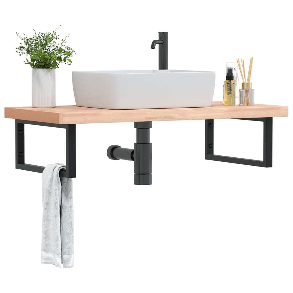 "SALE 2026"Waschbeckenregal/Badezimmermöbel- modernes Design - Badkommode - Wandmontage Stahl und Massivholz Buche DE706490 - Badezimmerschränke