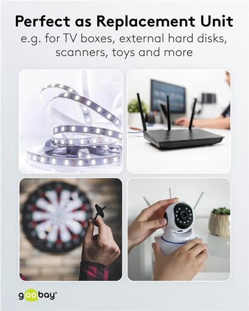 Alimentatore Universale Goobay 12V 1.5A per Strisce LED e Router - 7