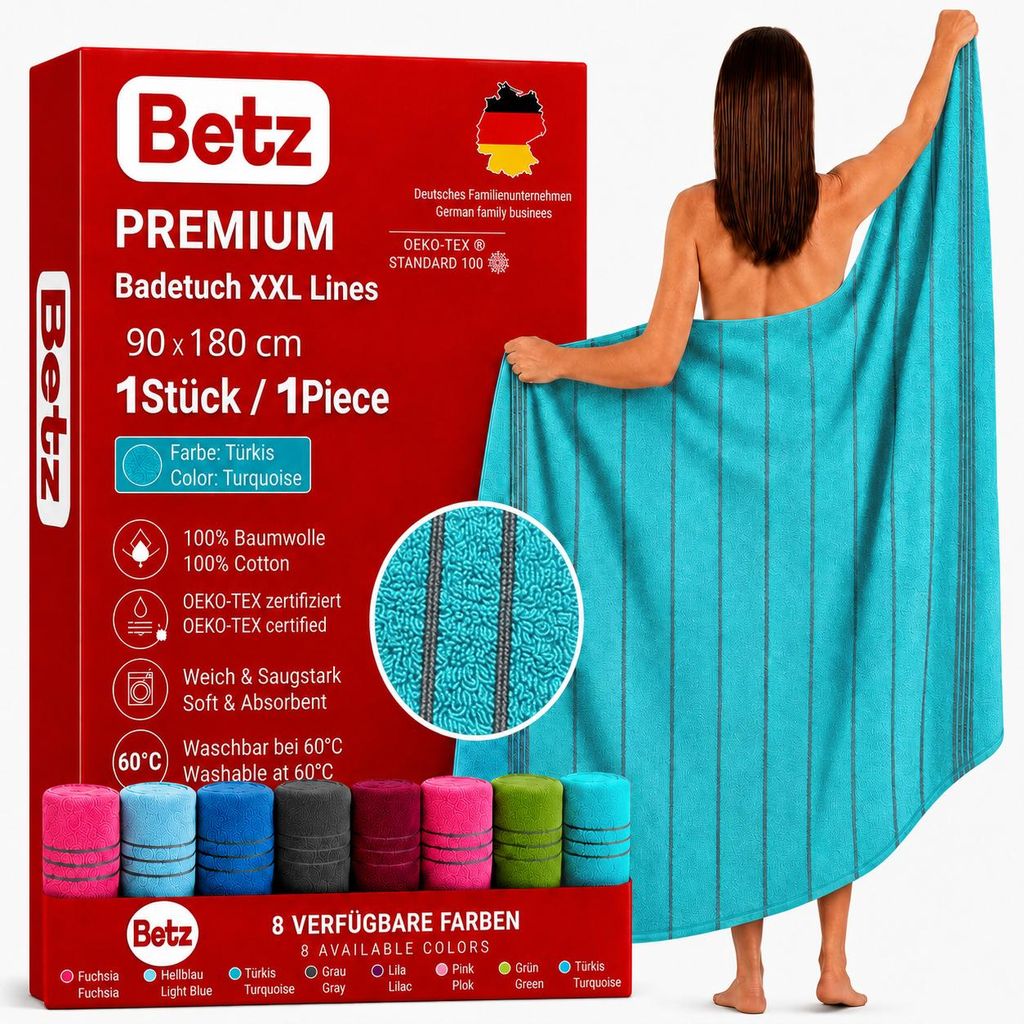 Betz Badetuch XXL Lines 90x180 cm – 100% Baumwolle, weich & Produktbild 