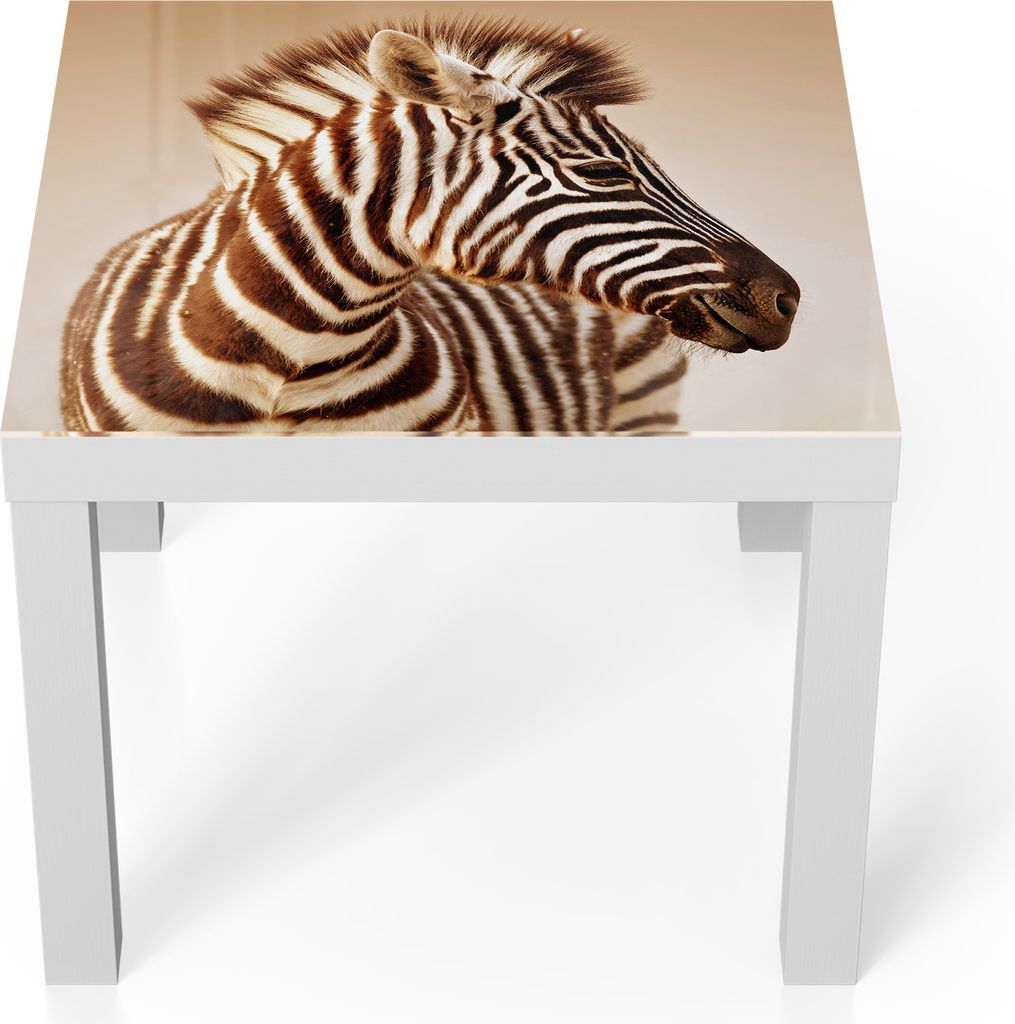 DEQORI Couchtisch 55x55 cm Weiß 'Streifenblick' Glas Beistelltisch Glastisch modern