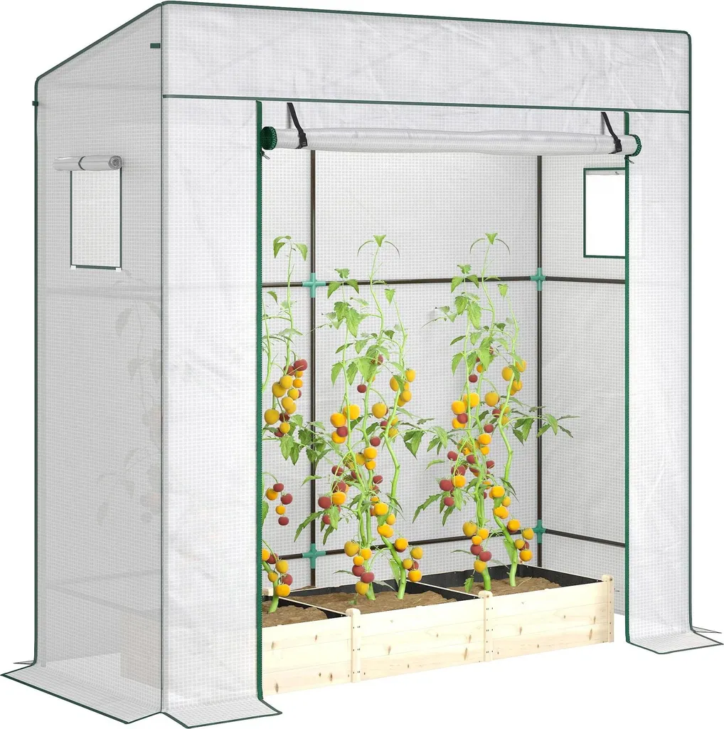 Serre de jardin avec fenêtres en filet 196 cm - Protection UV et insectes
