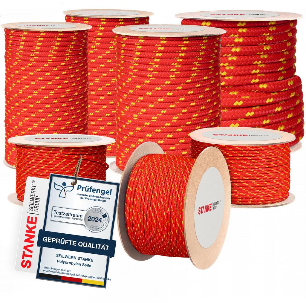 Seilwerk STANKE Corde polypropylène rouge avec fils Image du produit 