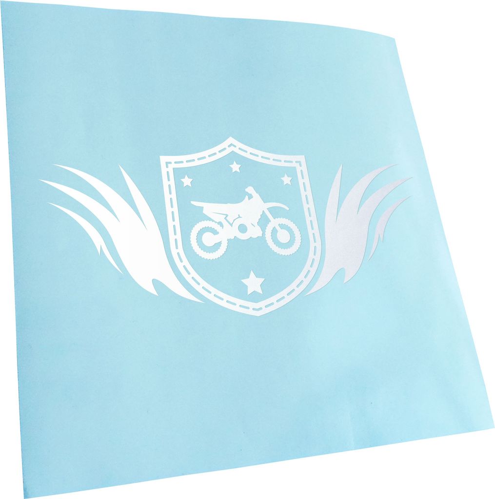 Kiwistar - Autoaufkleber - Motocross Wappen - Mattweiss - 30x14cm - Aufkleber für Auto, Laptop, Fahrrad, LKW, Motorrad mehrfarbig JDM Decal Racing