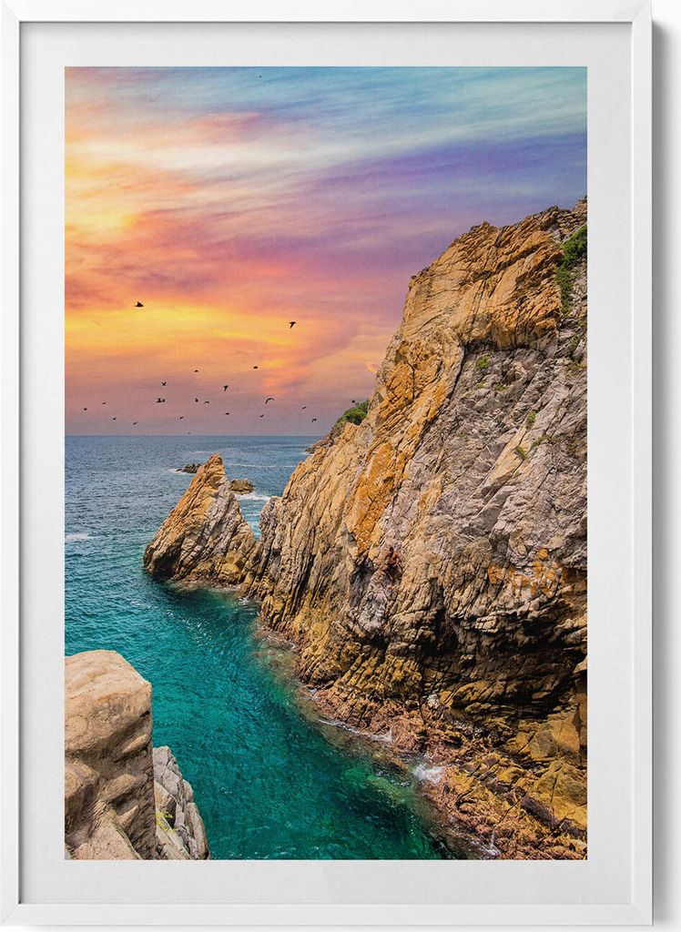 Klippenlandschaft in La Quebrada Venezuela– Wandbild mit Rahmen – Gerahmtes Bild – Wanddekoration – 70x100 cm – Weiß Rahmen
