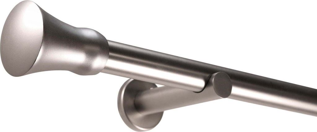 Deco-Raum Gardinenstange auf Maß Edelstahl-optik Style Endstück Kegel 25mm – 130cm