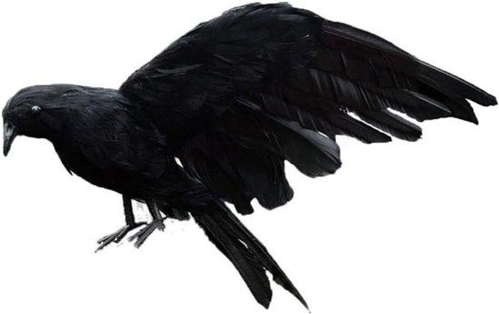 Schwarze große Krähe realistische handgefertigte gefederte Krähe Outdoor-Haus-Tuin- Dekoration Vogel Rabe Festrequisit (15 cm) für Halloween