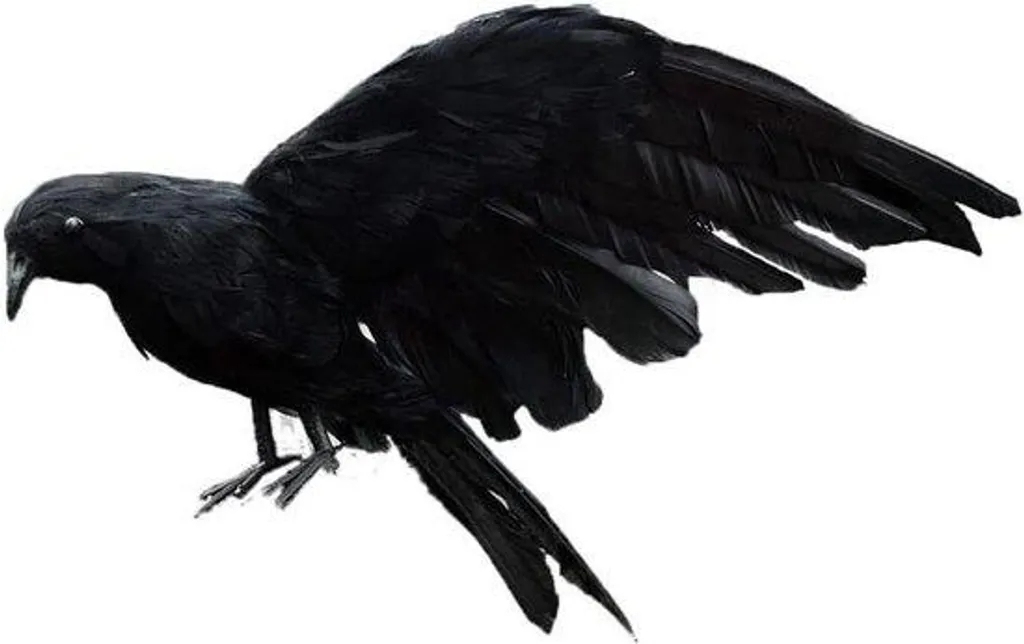 Grand corbeau artificiel 15cm anti-oiseaux et déco réaliste fait main