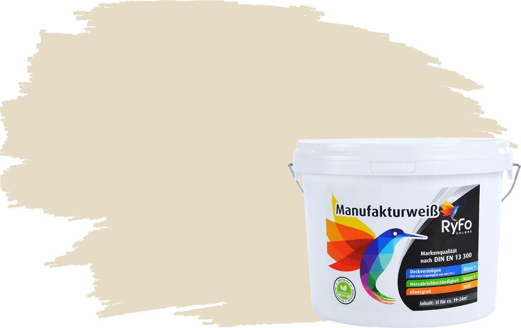 RyFo Colors Bunte Wandfarbe Manufakturweiß Vanillegelb 3l - weitere Gelb Farbtöne und Größen erhältlich, Deckkraft Klasse 1, Nassabrieb Klasse 1