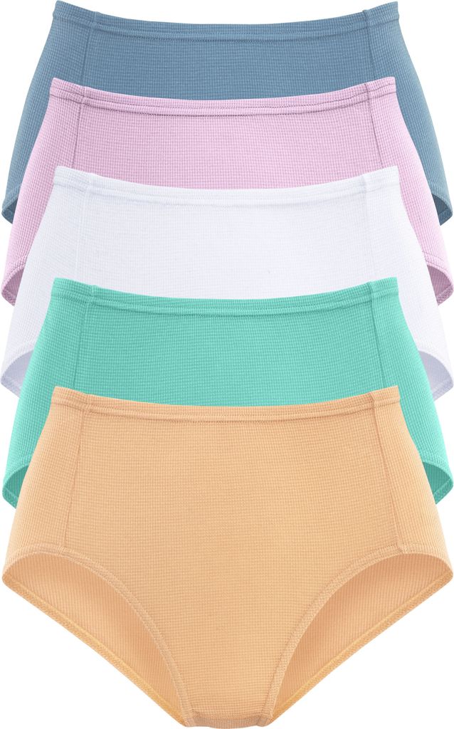 PETITE FLEUR Taillenslip 5 -teilig apricot, mint, weiß, flieder, hellblau Größe 42