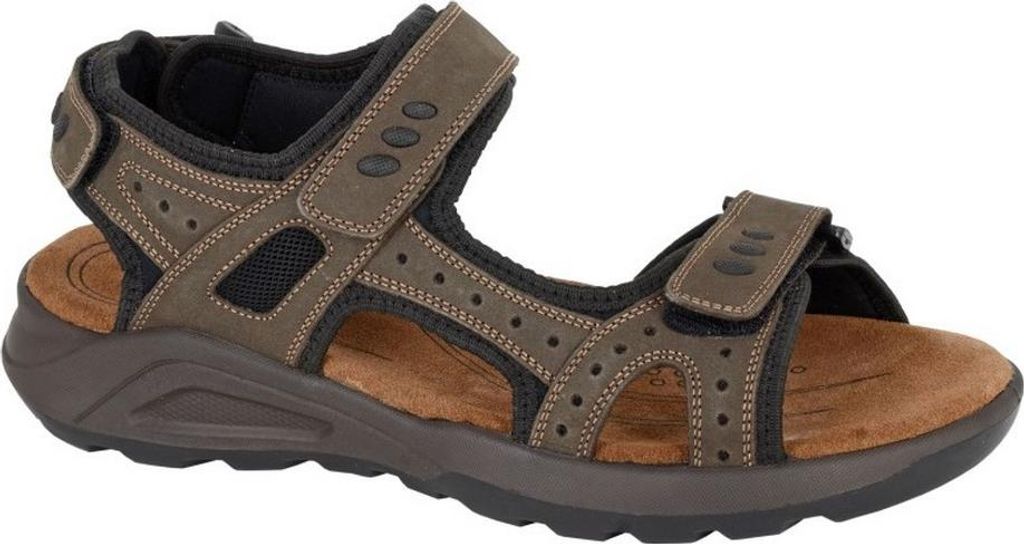 Roamers - Sportsandalen für Herren, Leder, Klettverschluss DF4636 (43 EU) (Braun)