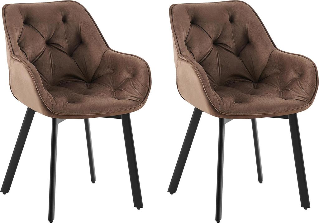 CLP 2er Set Drehbarer Esszimmerstuhl Antigo Samt braun