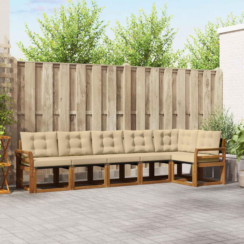 "Summerschlussverkauf"Outdoor-Sofagarnitur - CLORIS - Balkonmöbe/Sitzgruppe - mit Kissen 6 pcs - Moderne Design - Natur und Beige - Gartensofas DE...