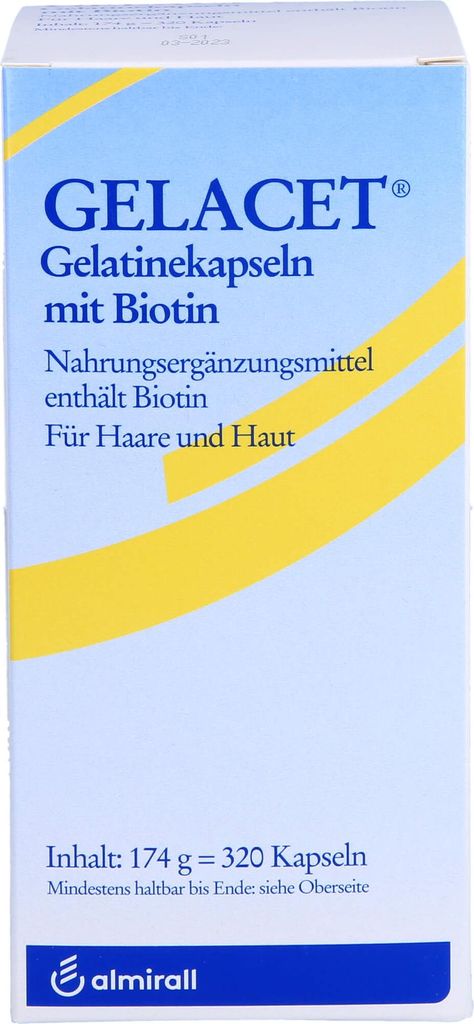 GELACET Gelatinekapseln mit Biotin für Haare und Haut, 320 St. Kapseln