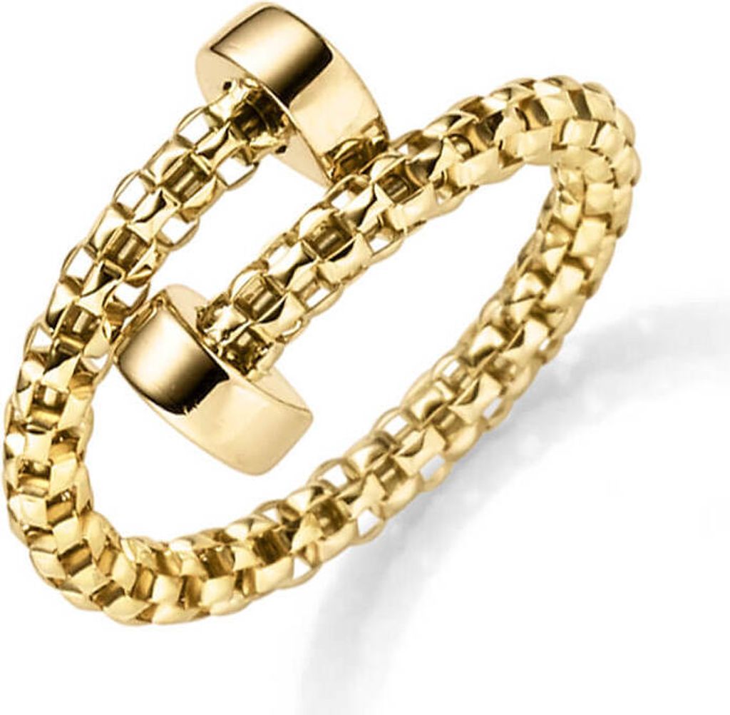 Ring Fingerring aus 585 Gold Gelbgold strukturiert offen Breite 3mm, Ringgröße:Innenumfang 58mm Ø18.5mm