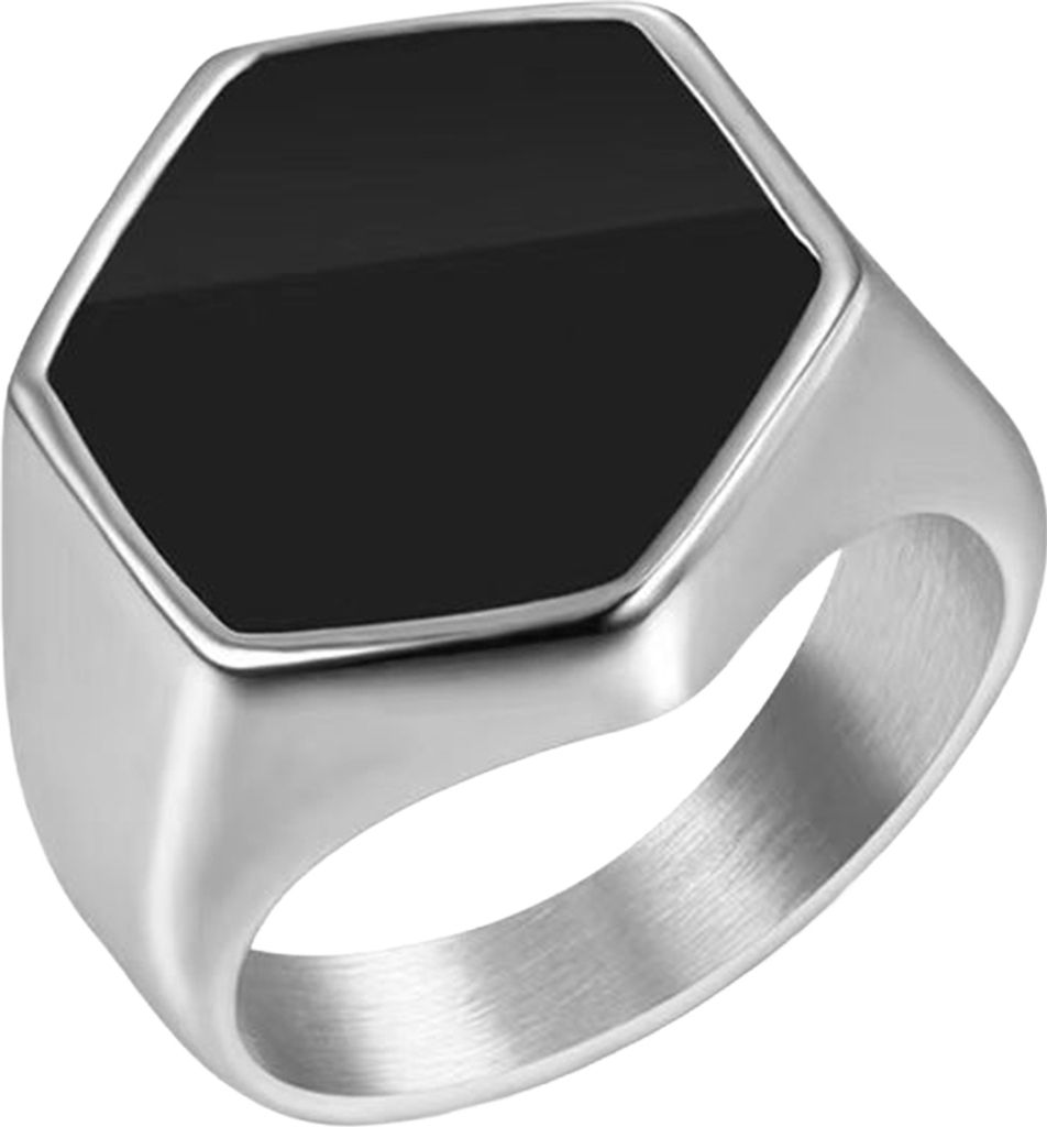 Retro-Ring, Kontrastfarbe, polierte Legierung, sechseckige Oberfläche, einfacher Stil, mehrere Größen, rostfrei, leichter Fingerschmuck