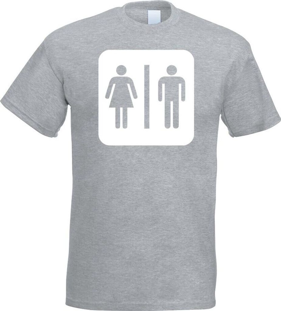 Kiwistar - T-Shirt - Graumeliert - WC Toilette Piktogramme Herren Funshirt Bedruckt Design Sprüche Spruch Motive - mit Motiv Bedruckt - Funshirt D...