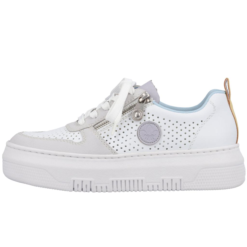 Rieker Damen Sneaker Plateausohle Halbschuhe M1905, Größe:38 EU, Farbe:Weiß