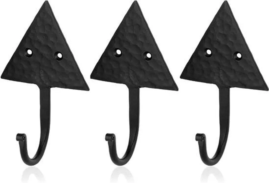 Crochets Noirs en Fer Forgé Faits Main pour Clés et Serviettes (Lot de 3)