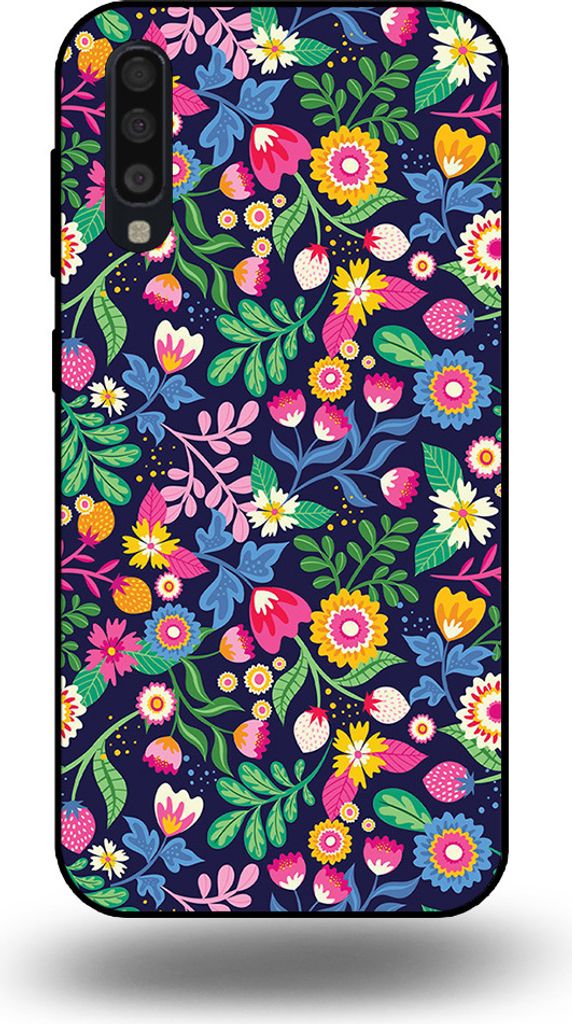 Smartphonica Handytasche passend für Samsung Galaxy A70s mit Blumendruck - TPU Back Cover Case Blumendesign