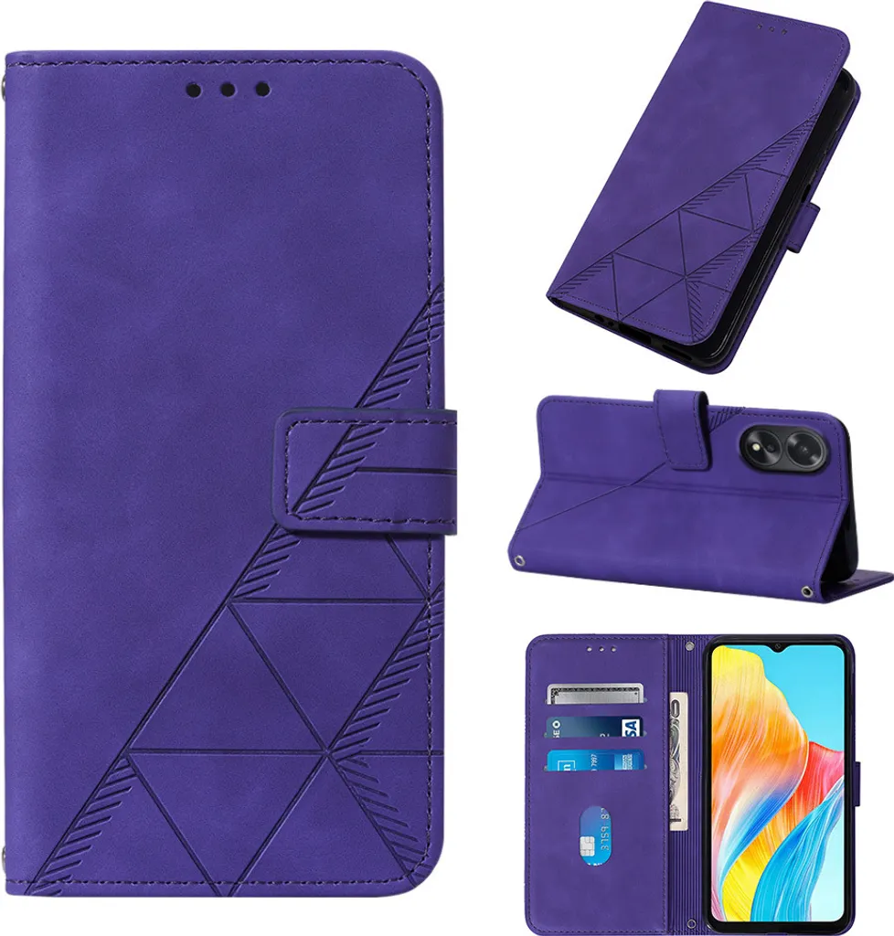 Custodia Portafoglio Oppo A38 4G Viola: Protezione Urto con Supporto