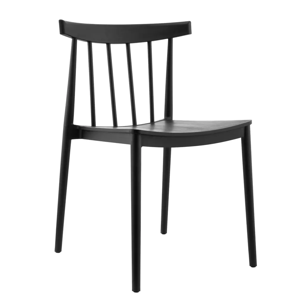 Chaise de jardin noire Lisboa empilable et résistante en plastique