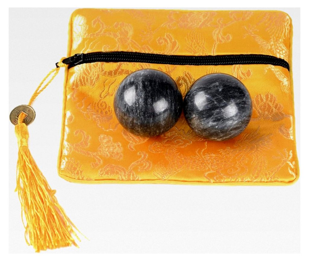 3,5 cm große Marmor-Übungshandbälle, chinesische Baoding-Kugeln, Schwarz/Grau, Gesundheit, Meditation, Fitness, Handtherapie, Dunkelgrau, ohne G...