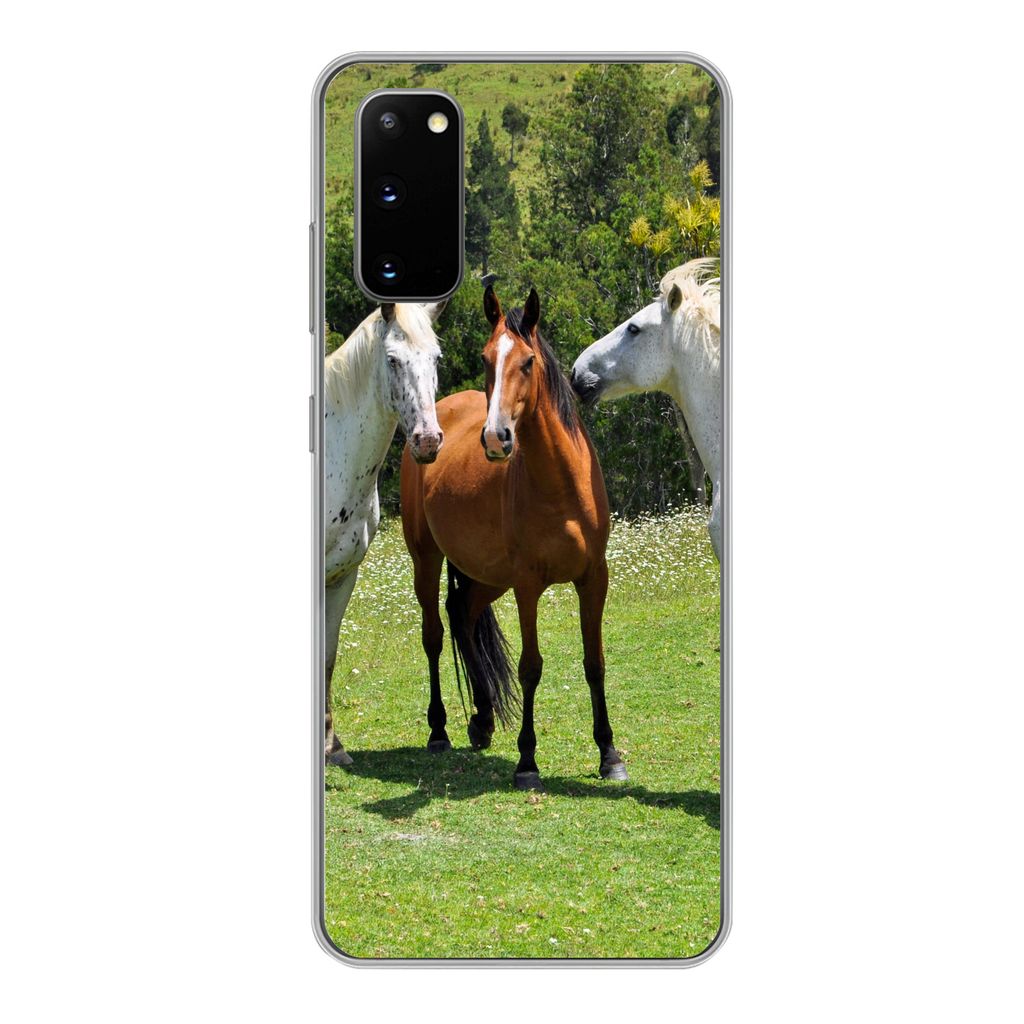 MuchoWow Handyhülle Schutzhülle Hülle für Samsung Galaxy S20 Pferde - Baum - Schatten Silikon Softcase Handy Hülle - Bild