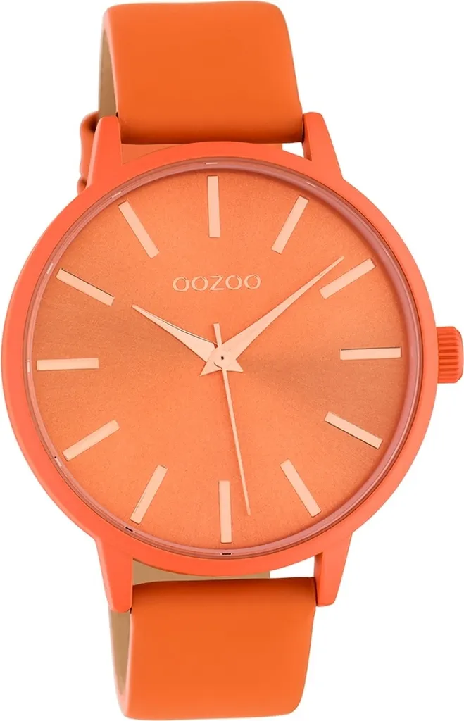 Montre Oozoo C10614 Femme Orange : Confort du Cuir et Lecture Facile