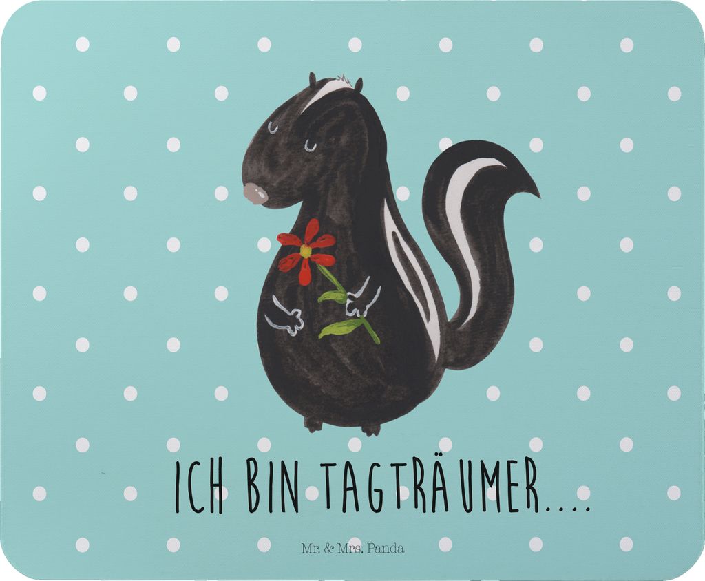 Mr. & Mrs. Panda Mauspad Stinktier Blume - Türkis Pastell - Geschenk, Wildtier, Raubtier, Dreams, computer, Mousepad, laptop, Träume, Skunk, comp...