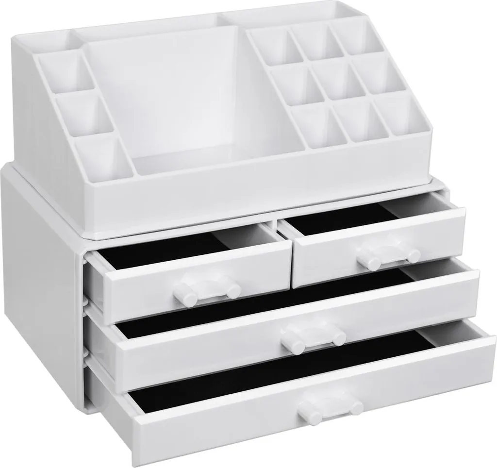 Dites stop au désordre avec cet organiseur de maquillage blanc tiroirs