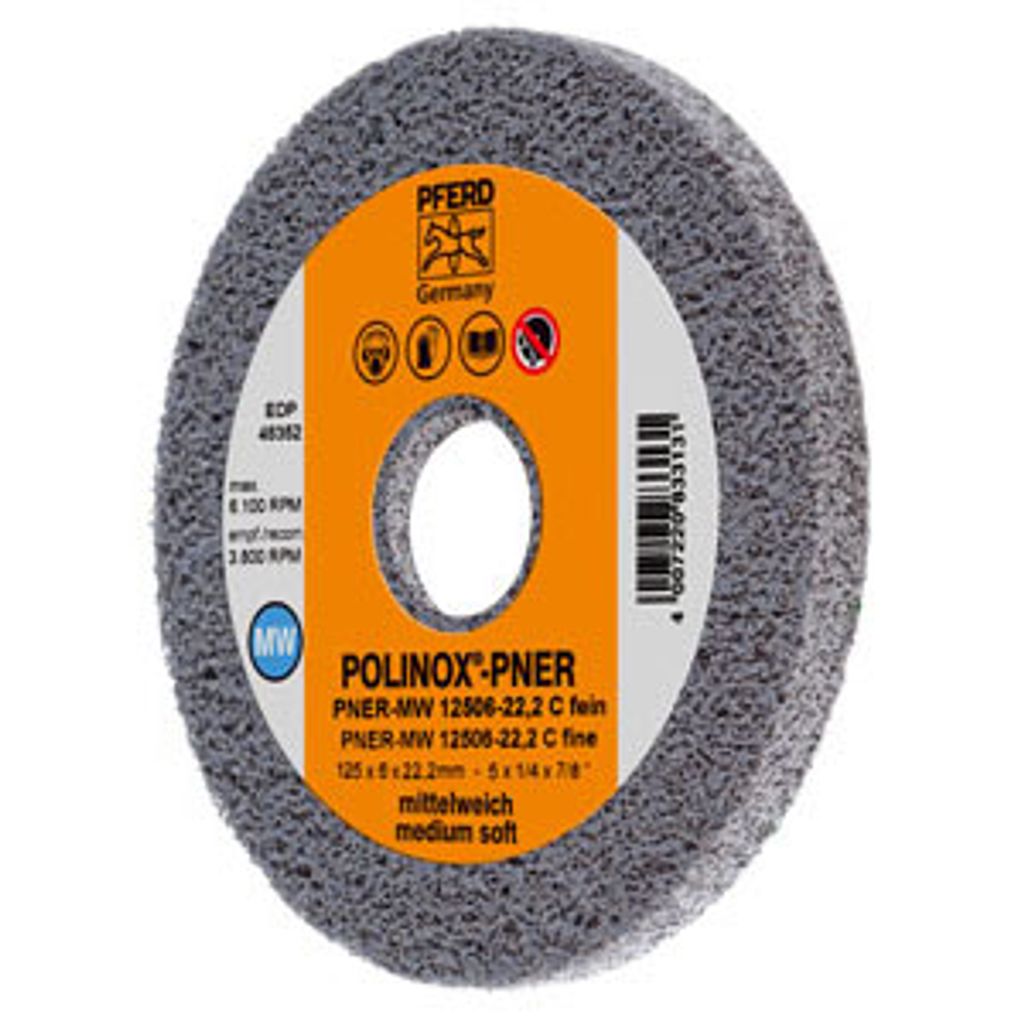 PFERD TOOLS POLINOX verpresstes Vlies-Rad PNER Ø 150x6 mm Bohrung-Ø 25,4 mm Hart A Fein für Finish 5 Stk